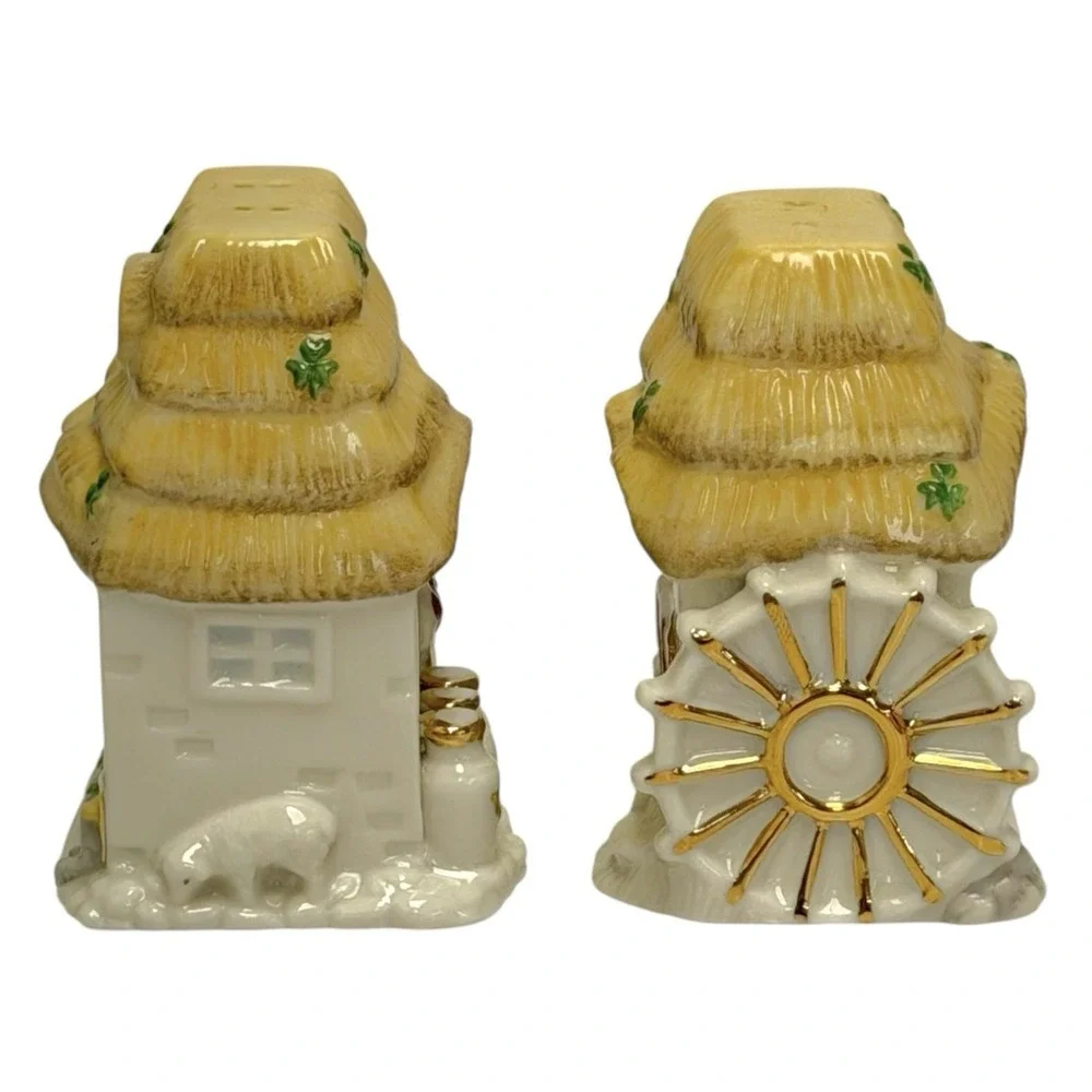Vintage 2003 Lenox Irish Blessing Cottage Salt & Pepper Shakers Fine China‎